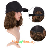Adjustable Baseball Cap Wig Short Kinky Curly BOB Synthetic Hair Extension Natural Party
