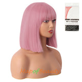 Straight Bob Wig With Flat Bangs Short Colorful Synthetic Hair For Cosplay Party