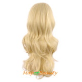 Long Deep Wave Wigs for Women Cosplay Wig Colored Synthetic Fiber Side Bangs