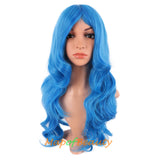 Long Deep Wave Wigs for Women Cosplay Wig Colored Synthetic Fiber Side Bangs