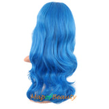 Long Deep Wave Wigs for Women Cosplay Wig Colored Synthetic Fiber Side Bangs