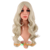 Long Deep Wave Wigs for Women Cosplay Wig Colored Synthetic Fiber Side Bangs