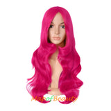 Long Deep Wave Wigs for Women Cosplay Wig Colored Synthetic Fiber Side Bangs