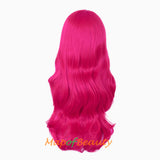 Long Deep Wave Wigs for Women Cosplay Wig Colored Synthetic Fiber Side Bangs