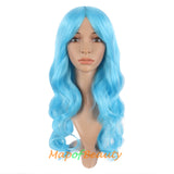 Long Deep Wave Wigs for Women Cosplay Wig Colored Synthetic Fiber Side Bangs