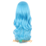 Long Deep Wave Wigs for Women Cosplay Wig Colored Synthetic Fiber Side Bangs