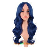 Long Deep Wave Wigs for Women Cosplay Wig Colored Synthetic Fiber Side Bangs