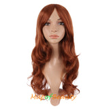 Long Deep Wave Wigs for Women Cosplay Wig Colored Synthetic Fiber Side Bangs