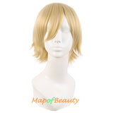 Short Cosplay Anime Wigs Curly Men's Wig Colored Black 12 Inch