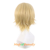 Short Cosplay Anime Wigs Curly Men's Wig Colored Black 12 Inch
