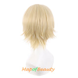 Short Cosplay Anime Wigs Curly Men's Wig Colored Black 12 Inch