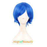 Short Cosplay Anime Wigs Curly Men's Wig Colored Black 12 Inch