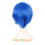 Short Cosplay Anime Wigs Curly Men's Wig Colored Black 12 Inch