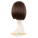 Cosplay with Women Fashion Heat Resistant Unisex Short Straight Beauty Wig（Dark Pink）