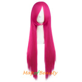 Natural Straight Wigs for Black Women Heat Resistant Synthetic Fiber Daily Use 31 Inch Medium Length Cosplay Wigs