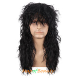 Men Mullet Wig Long Curly Rock Disco 80s Funny Hair Metal For Party Rocker Costume