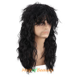 Men Mullet Wig Long Curly Rock Disco 80s Funny Hair Metal For Party Rocker Costume