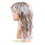 Men Mullet Wig Long Curly Rock Disco 80s Funny Hair Metal For Party Rocker Costume