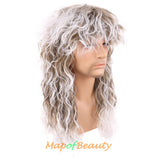 Men Mullet Wig Long Curly Rock Disco 80s Funny Hair Metal For Party Rocker Costume