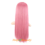Long Straight Wig With Bangs Synthetic Hair Heat Resistant For Party Cosplay