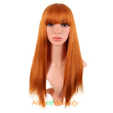 Long Straight Wig With Bangs Synthetic Hair Heat Resistant For Party Cosplay