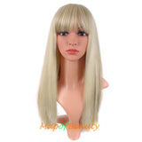 Long Straight Wig With Bangs Synthetic Hair Heat Resistant For Party Cosplay