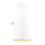 Long Straight Wig With Bangs Synthetic Hair Heat Resistant For Party Cosplay