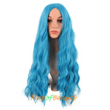 Long Wavy Wigs Middle Part Synthetic Fiber Curly Hair Replacement Wig For Party Cosplay Daily
