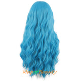 Long Wavy Wigs Middle Part Synthetic Fiber Curly Hair Replacement Wig For Party Cosplay Daily