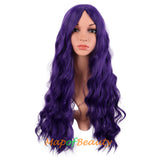 Long Wavy Wigs Middle Part Synthetic Fiber Curly Hair Replacement Wig For Party Cosplay Daily