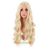 Long Wavy Wigs Middle Part Synthetic Fiber Curly Hair Replacement Wig For Party Cosplay Daily