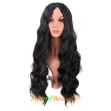 Long Wavy Wigs Middle Part Synthetic Fiber Curly Hair Replacement Wig For Party Cosplay Daily