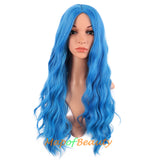 Long Wavy Wigs Middle Part Synthetic Fiber Curly Hair Replacement Wig For Party Cosplay Daily