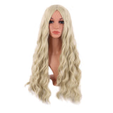 Long Wavy Wigs Middle Part Synthetic Fiber Curly Hair Replacement Wig For Party Cosplay Daily