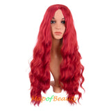 Long Wavy Wigs Middle Part Synthetic Fiber Curly Hair Replacement Wig For Party Cosplay Daily