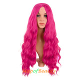 Long Wavy Wigs Middle Part Synthetic Fiber Curly Hair Replacement Wig For Party Cosplay Daily