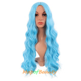 Long Wavy Wigs Middle Part Synthetic Fiber Curly Hair Replacement Wig For Party Cosplay Daily