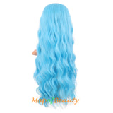 Long Wavy Wigs Middle Part Synthetic Fiber Curly Hair Replacement Wig For Party Cosplay Daily