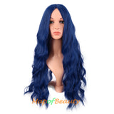 Long Wavy Wigs Middle Part Synthetic Fiber Curly Hair Replacement Wig For Party Cosplay Daily