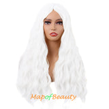 Long Wavy Wigs Middle Part Synthetic Fiber Curly Hair Replacement Wig For Party Cosplay Daily