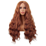 Long Wavy Wigs Middle Part Synthetic Fiber Curly Hair Replacement Wig For Party Cosplay Daily