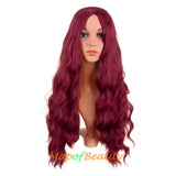 Long Wavy Wigs Middle Part Synthetic Fiber Curly Hair Replacement Wig For Party Cosplay Daily