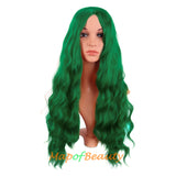 Long Wavy Wigs Middle Part Synthetic Fiber Curly Hair Replacement Wig For Party Cosplay Daily