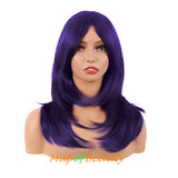 Long Layered Wigs With Bangs Straight Synthetic Fiber Shoulder Length Hair For Daily Party
