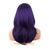 Long Layered Wigs With Bangs Straight Synthetic Fiber Shoulder Length Hair For Daily Party