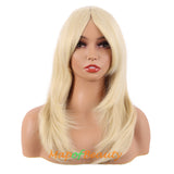 Long Layered Wigs With Bangs Straight Synthetic Fiber Shoulder Length Hair For Daily Party