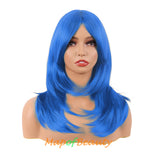 Long Layered Wigs With Bangs Straight Synthetic Fiber Shoulder Length Hair For Daily Party