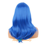 Long Layered Wigs With Bangs Straight Synthetic Fiber Shoulder Length Hair For Daily Party