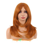 Long Layered Wigs With Bangs Straight Synthetic Fiber Shoulder Length Hair For Daily Party