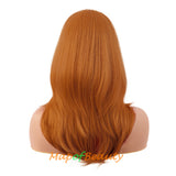 Long Layered Wigs With Bangs Straight Synthetic Fiber Shoulder Length Hair For Daily Party